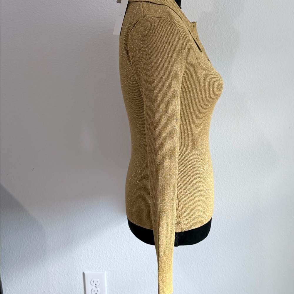 A.L.C. metallic ribbed collared top - Picture 4 of 8